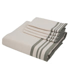 Guetary - Nappe + 8 Serviettes - Beige Lin/Vert Olive