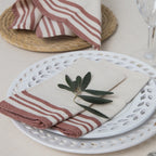 Guetary - Nappe + 8 Serviettes - Beige Lin/Rouge Tomette