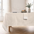 Guetary - Nappe + 8 Serviettes - Beige Lin/Blanc