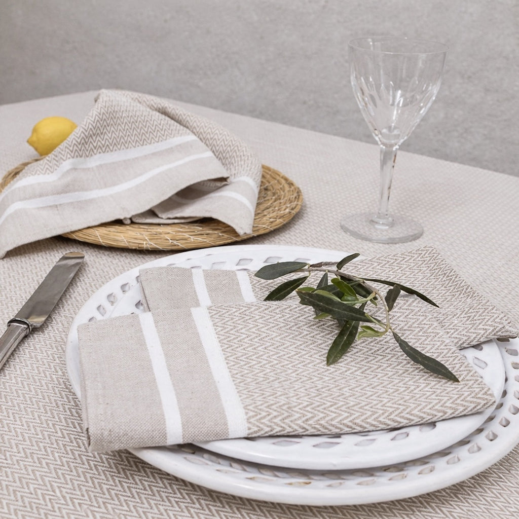 Sienna - Nappe + 10 Serviettes - Beige