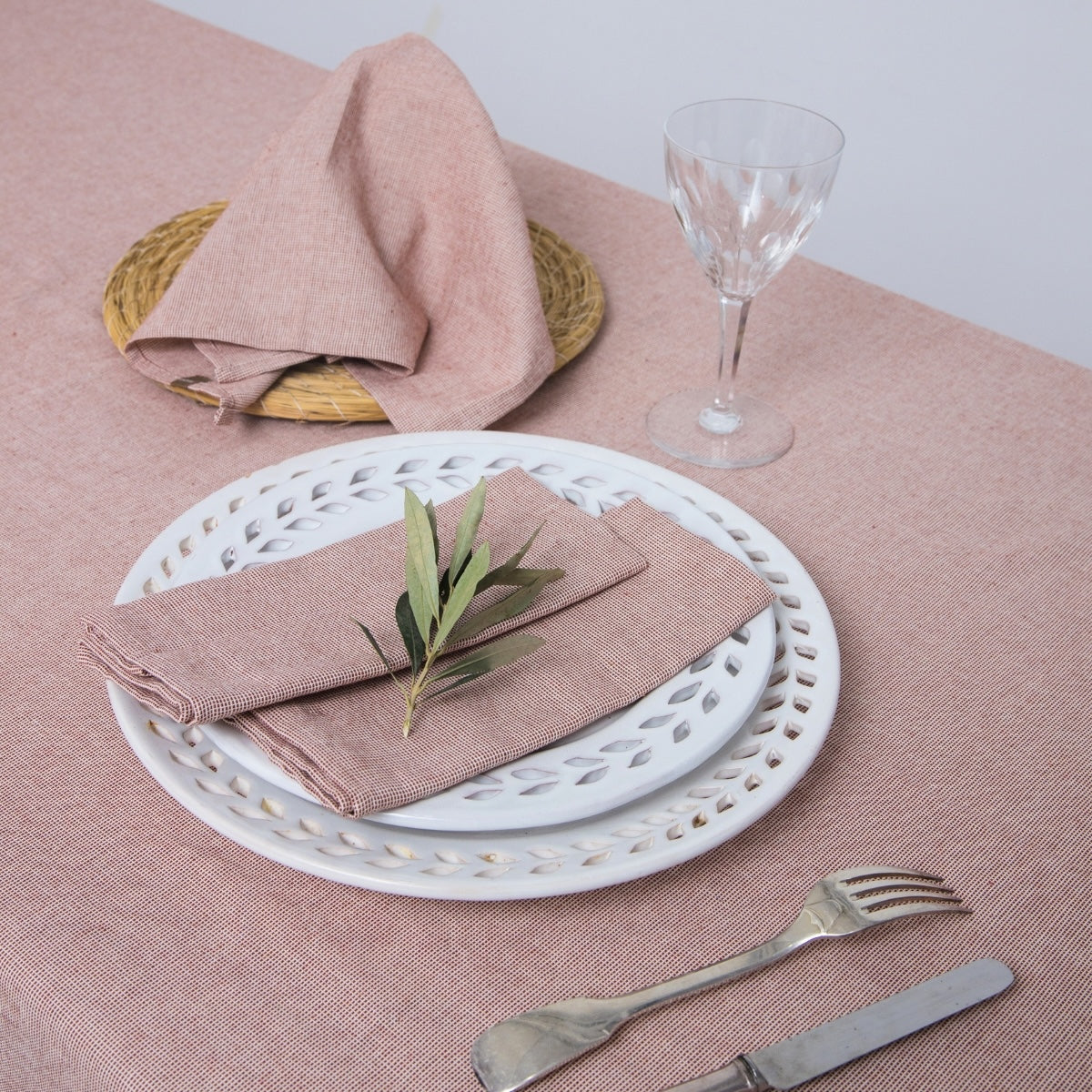 Colette - Nappe + 10 Serviettes - Rouge Tomette