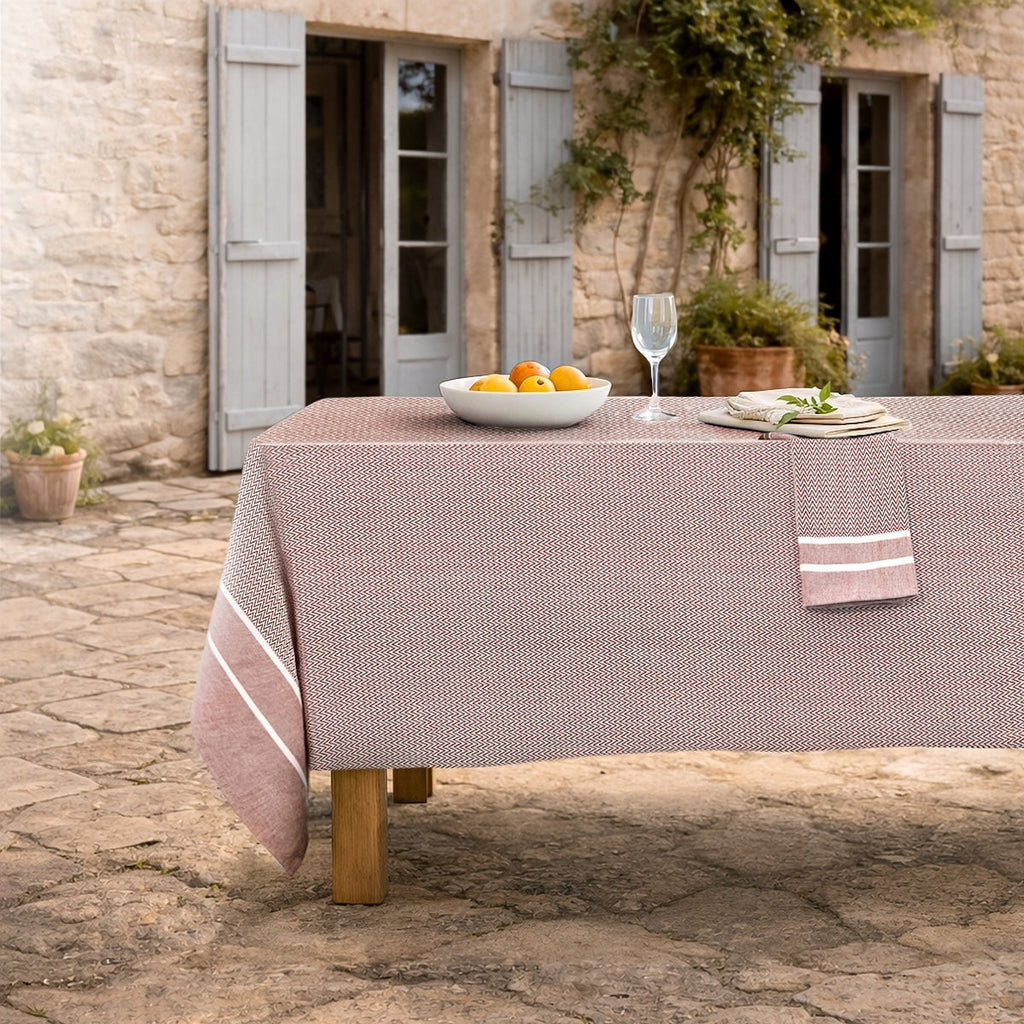 Sienna - Nappe + 10 Serviettes - Rouge Tomette