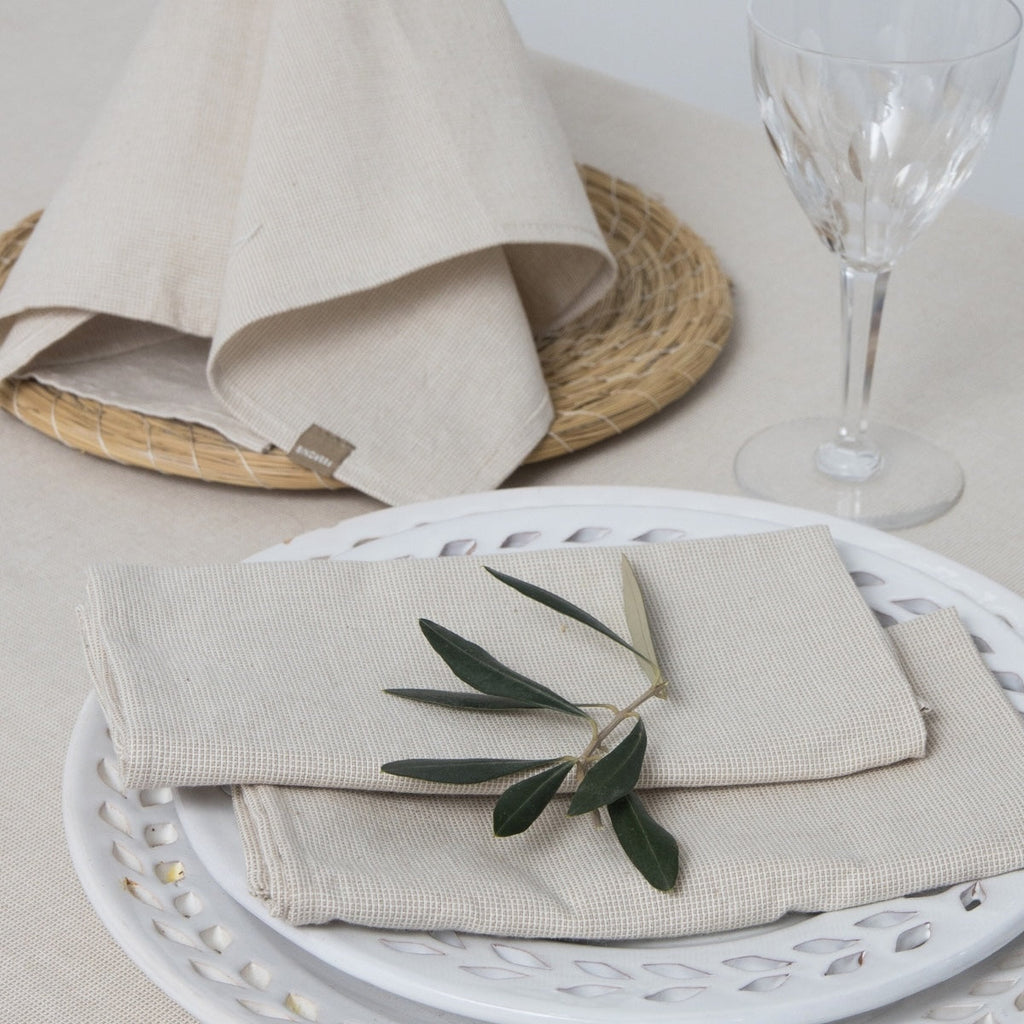 Colette - Nappe + 10 Serviettes - Taupe Clair