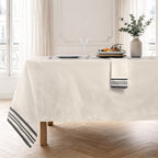 Guetary - Nappe + 10 Serviettes - Beige Lin/Noir