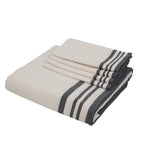 Guetary - Nappe + 10 Serviettes - Beige Lin/Noir