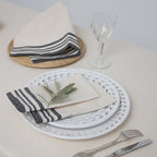 Guetary - Nappe + 10 Serviettes - Beige Lin/Noir