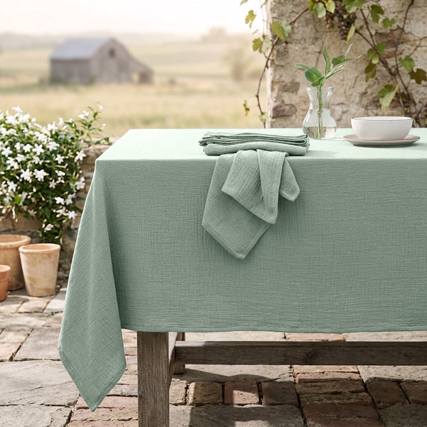 Alma - Nappe + 4 Serviettes - Vert Céladon