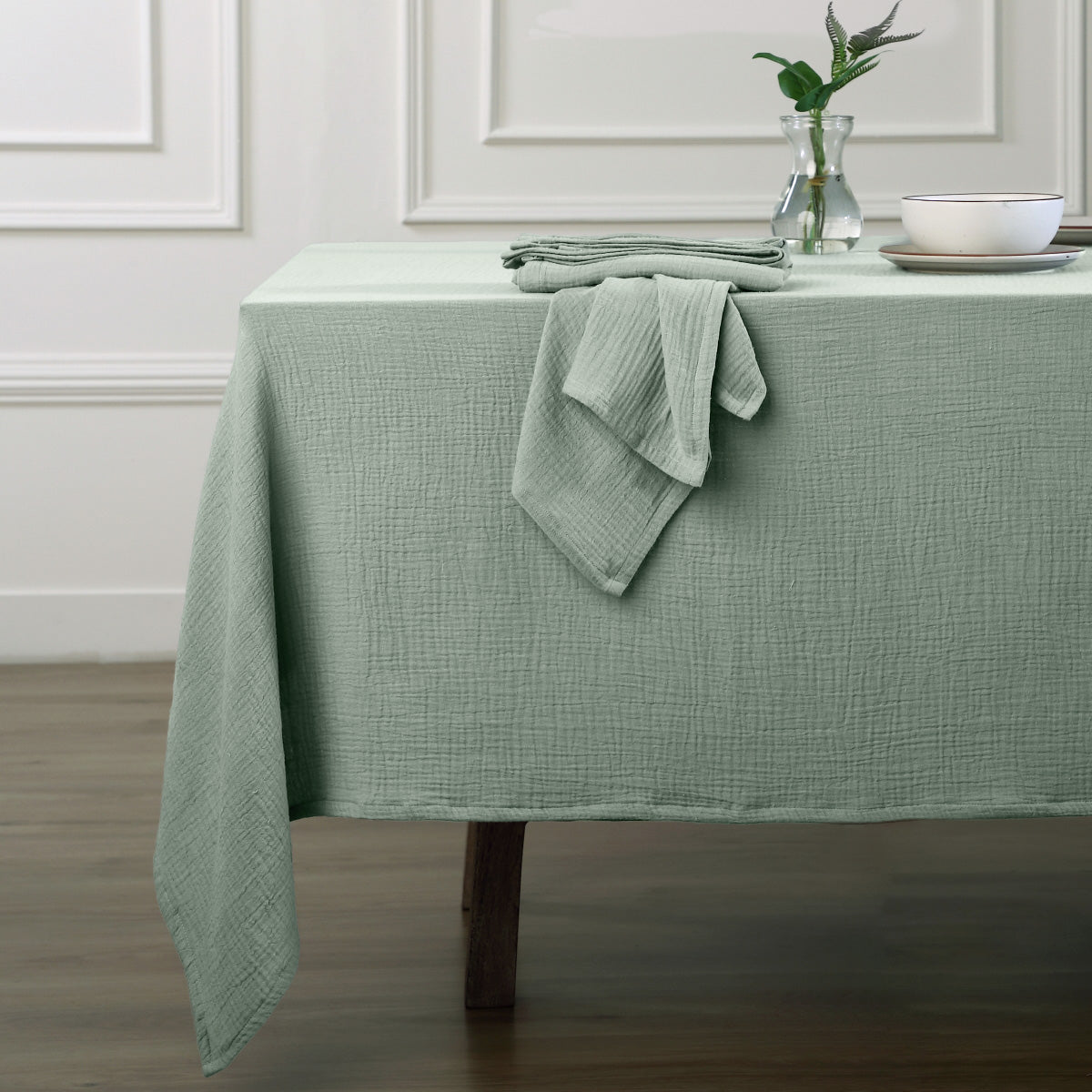 Alma - Nappe + 4 Serviettes - Vert Céladon