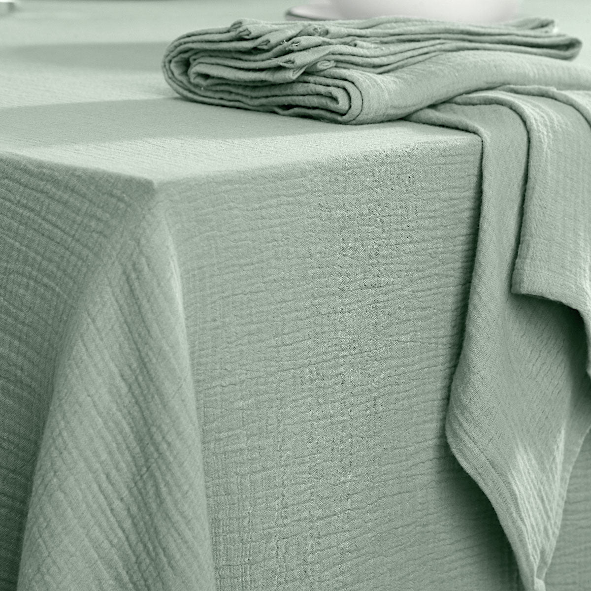 Alma - Nappe + 4 Serviettes - Vert Céladon