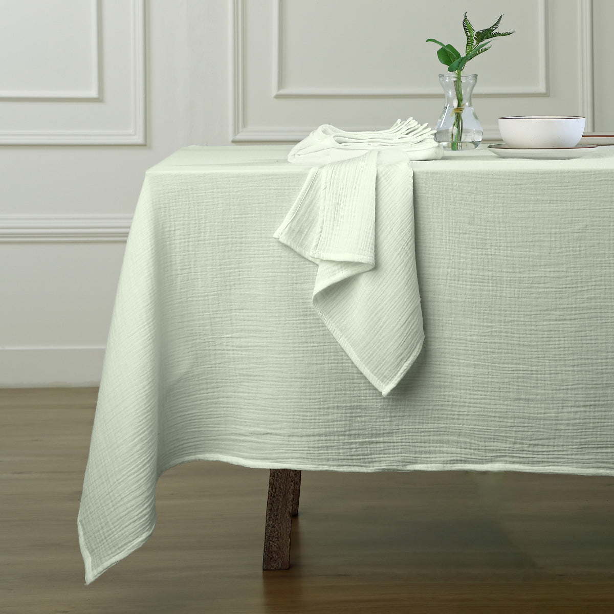 Alma - Nappe + 4 Serviettes - Vert Amande