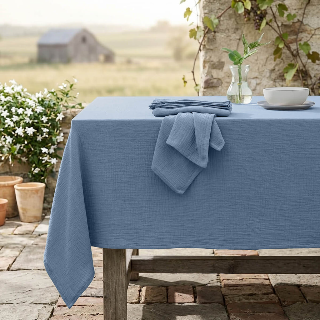 Alma - Nappe + 10 Serviettes - Bleu