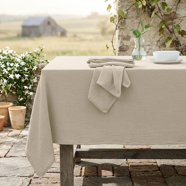 Alma - Nappe + 10 Serviettes - Beige Clair