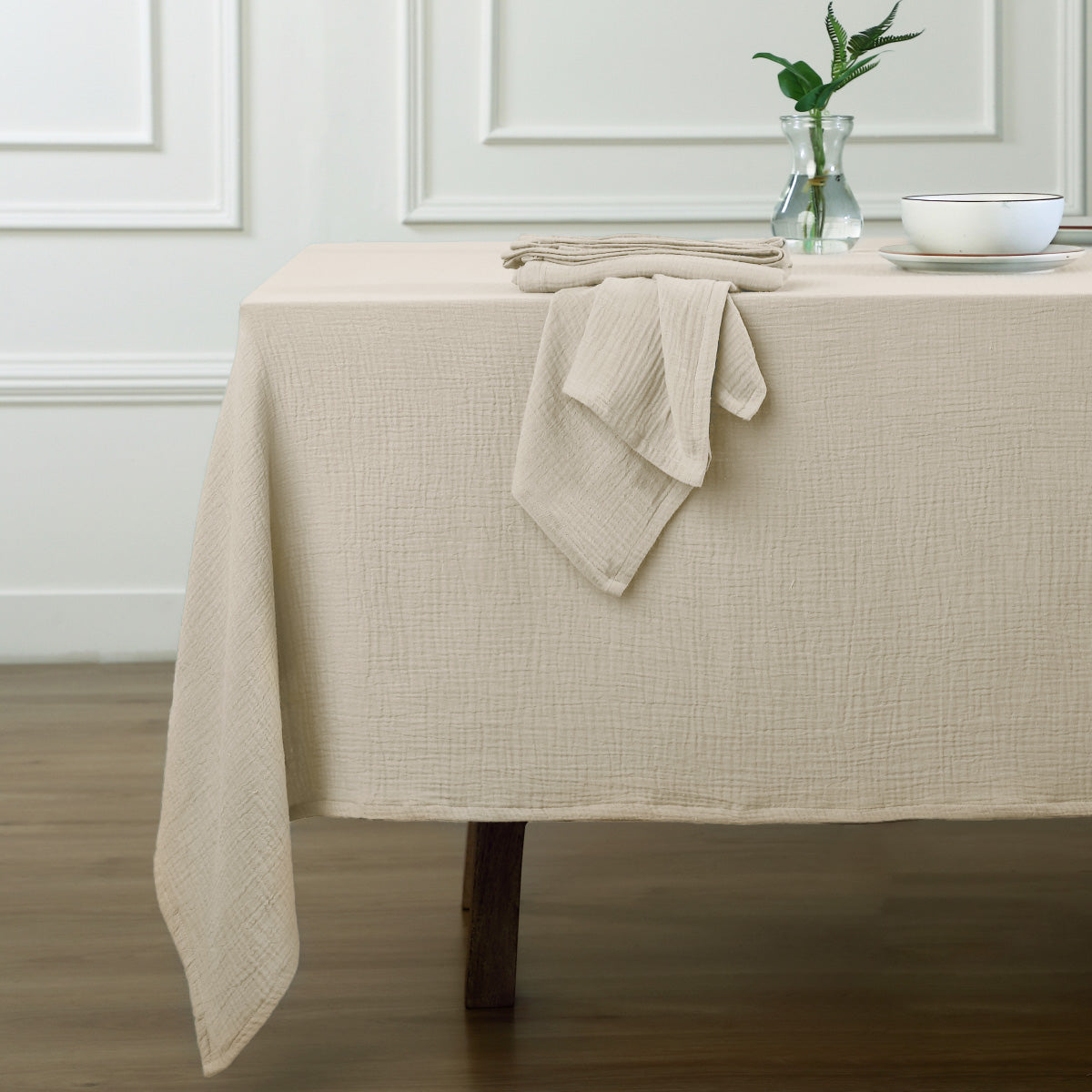 Alma - Nappe + 10 Serviettes - Beige Clair
