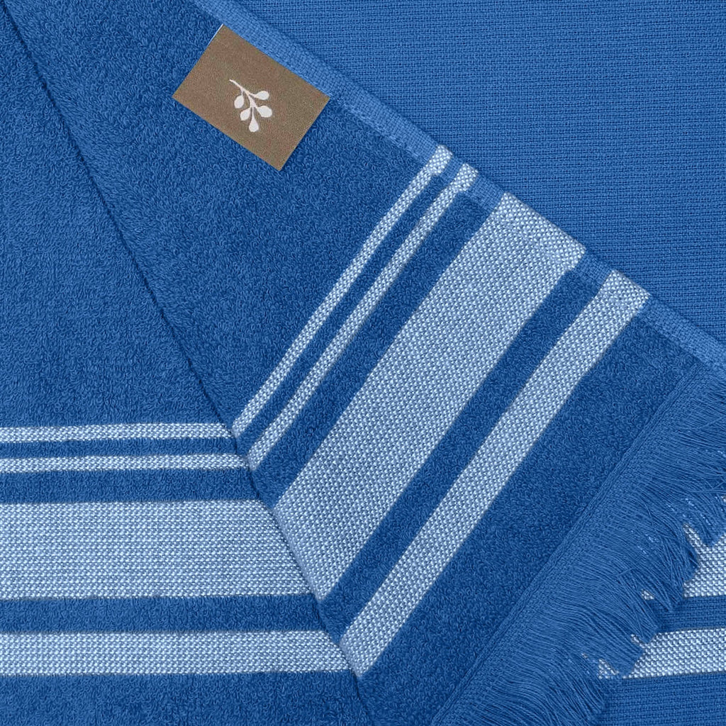 Faro - Fouta Eponge - Bleu Denim/Grège