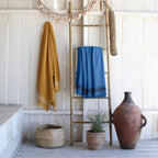 Faro - Fouta Eponge - Bleu Denim/Noir