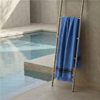 Faro - Fouta Eponge Xxl - Bleu Denim/Noir
