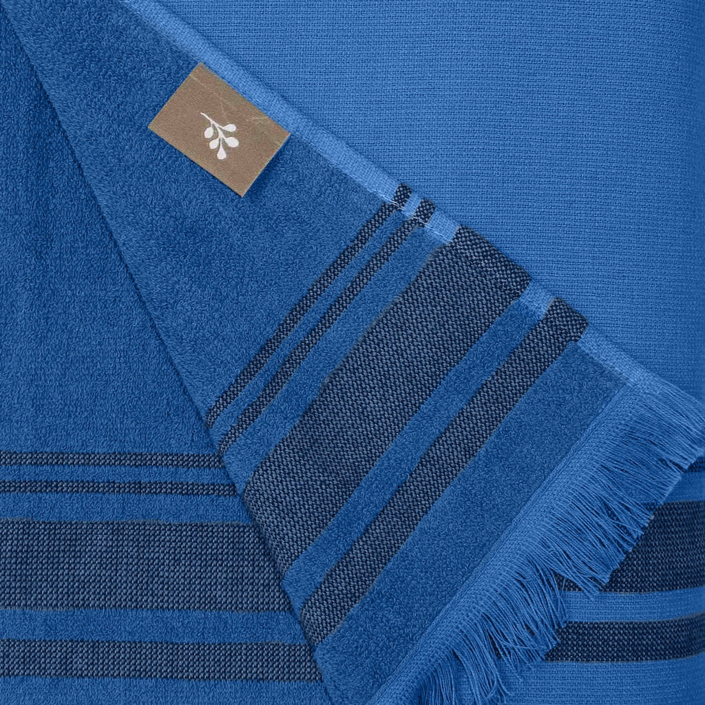 Faro - Fouta Eponge Xxl - Bleu Denim/Noir