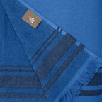 Faro - Fouta Eponge Xxl - Bleu Denim/Noir