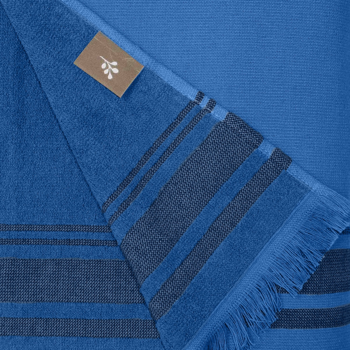 Faro - Fouta Eponge Xxl - Bleu Denim/Noir