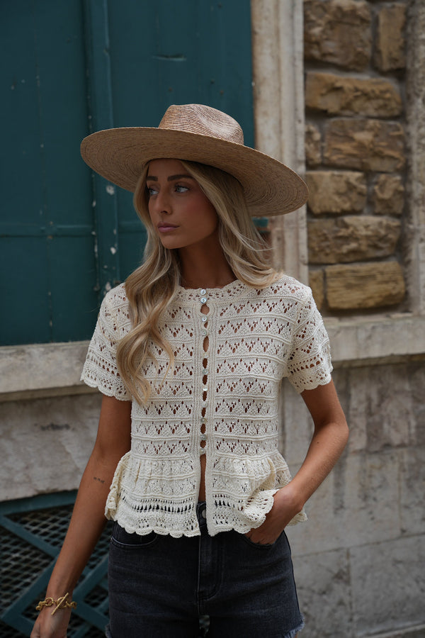 Blouse En Crochet Nora - Beige