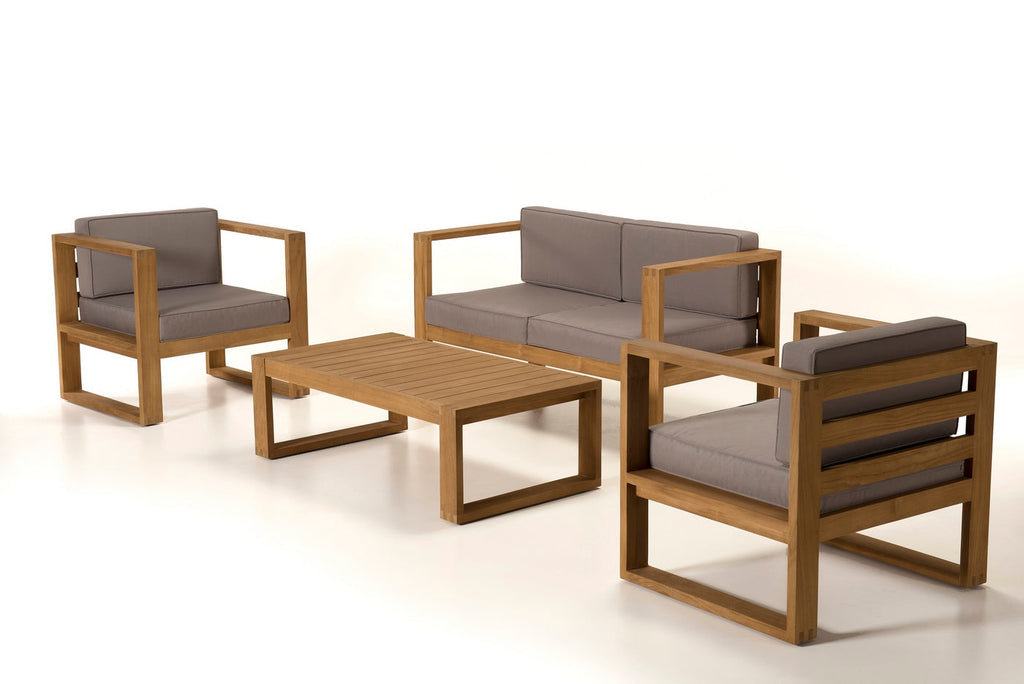 Kim - Salon De Jardin 2 Places - Taupe/Marron