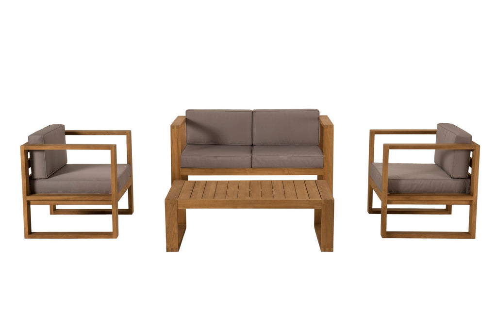Kim - Salon De Jardin 2 Places - Taupe/Marron