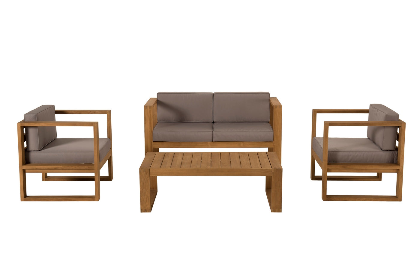 Kim - Salon De Jardin 2 Places - Taupe/Marron