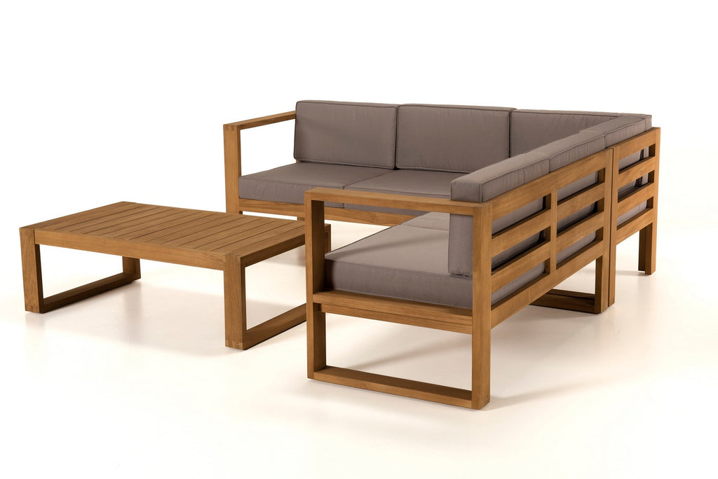 Kim - Salon De Jardin 5 Places - Taupe/Marron