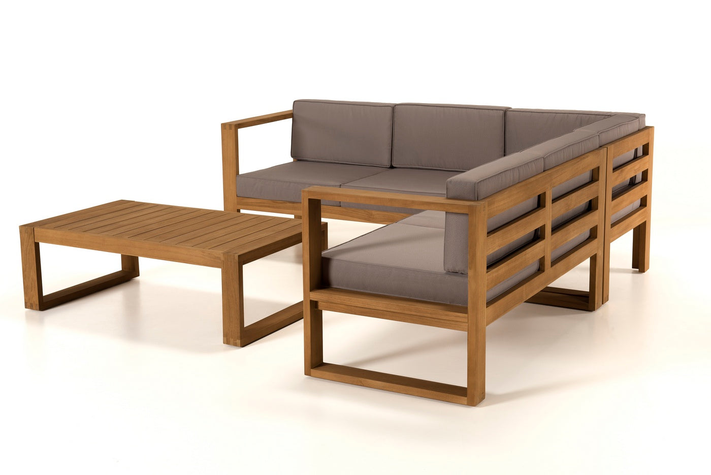 Kim - Salon De Jardin 5 Places - Taupe/Marron