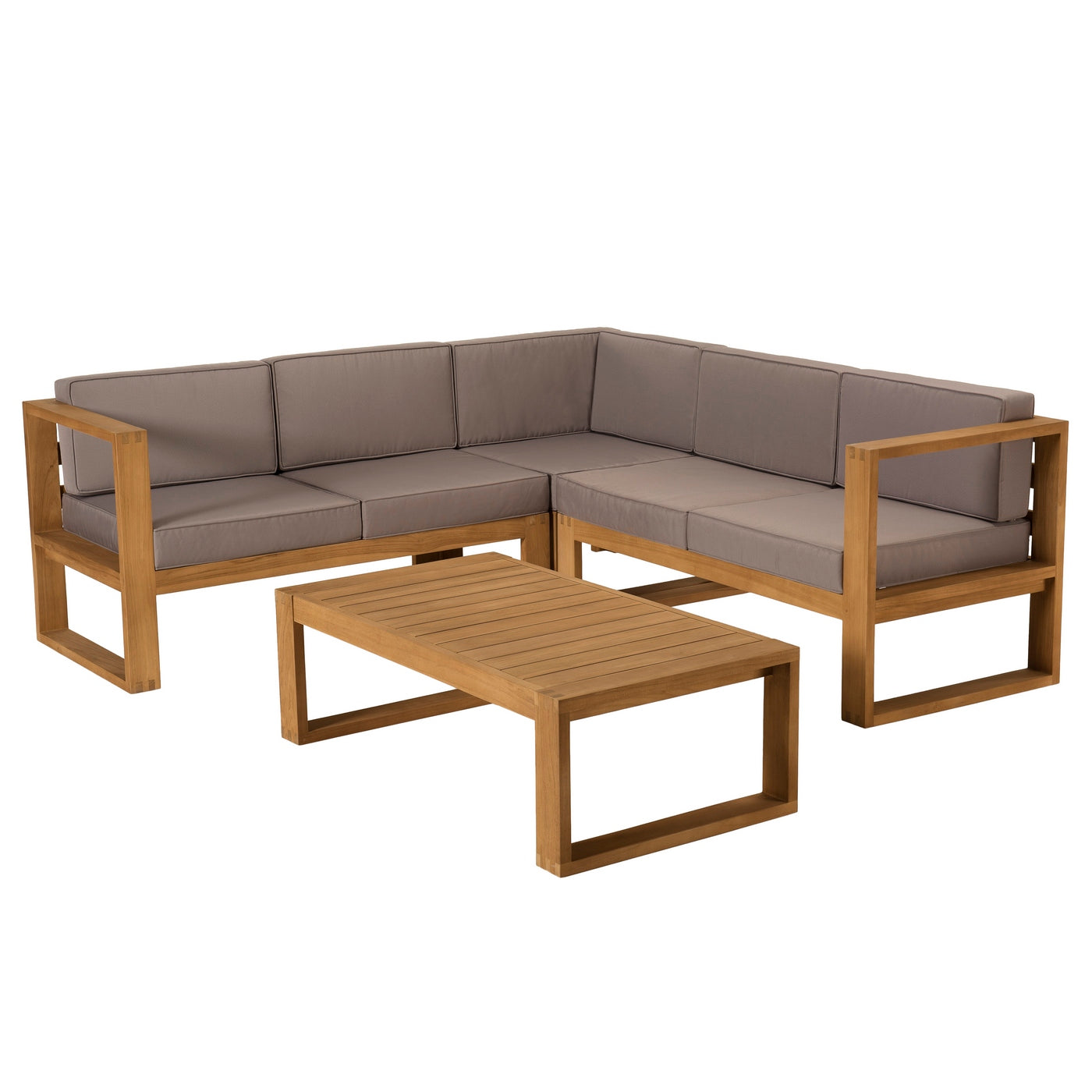 Kim - Salon De Jardin 5 Places - Taupe/Marron