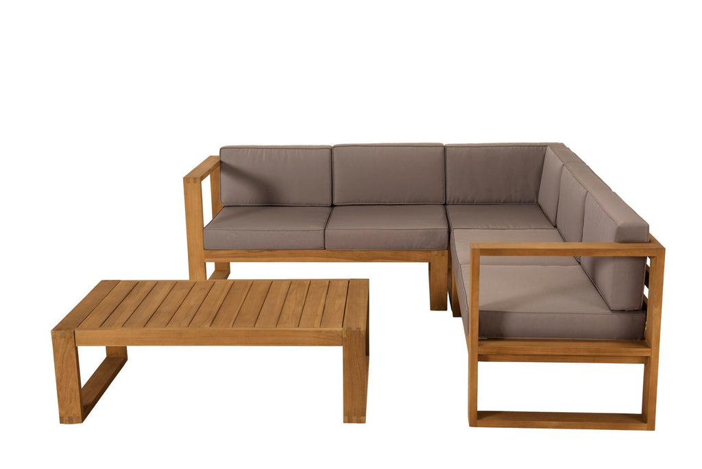 Kim - Salon De Jardin 5 Places - Taupe/Marron