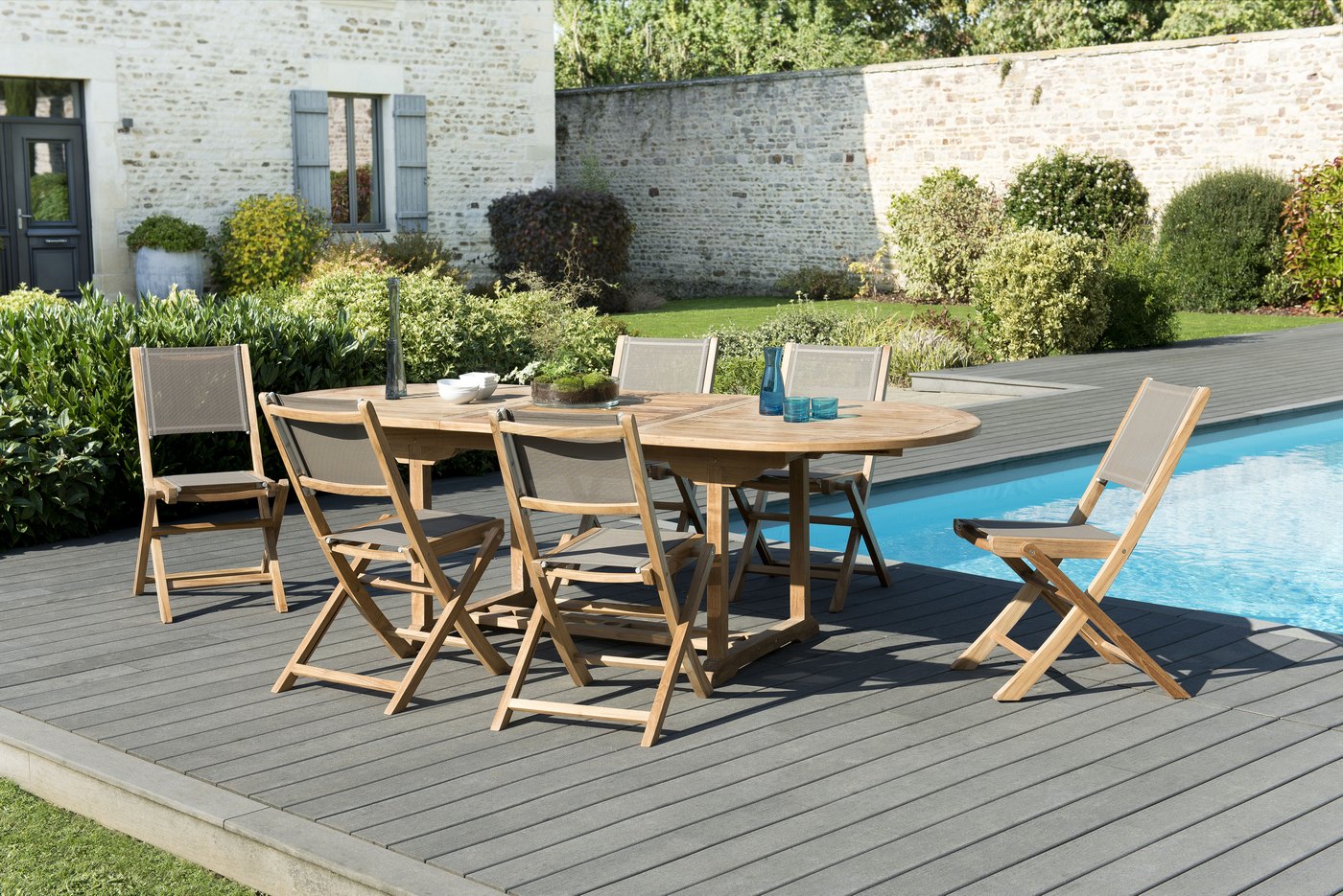 Fun - Salon De Jardin 8/10 Pers - Taupe/Marron