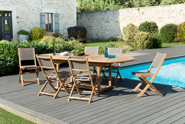 Fun - Salon De Jardin 8/10 Pers - Taupe/Marron