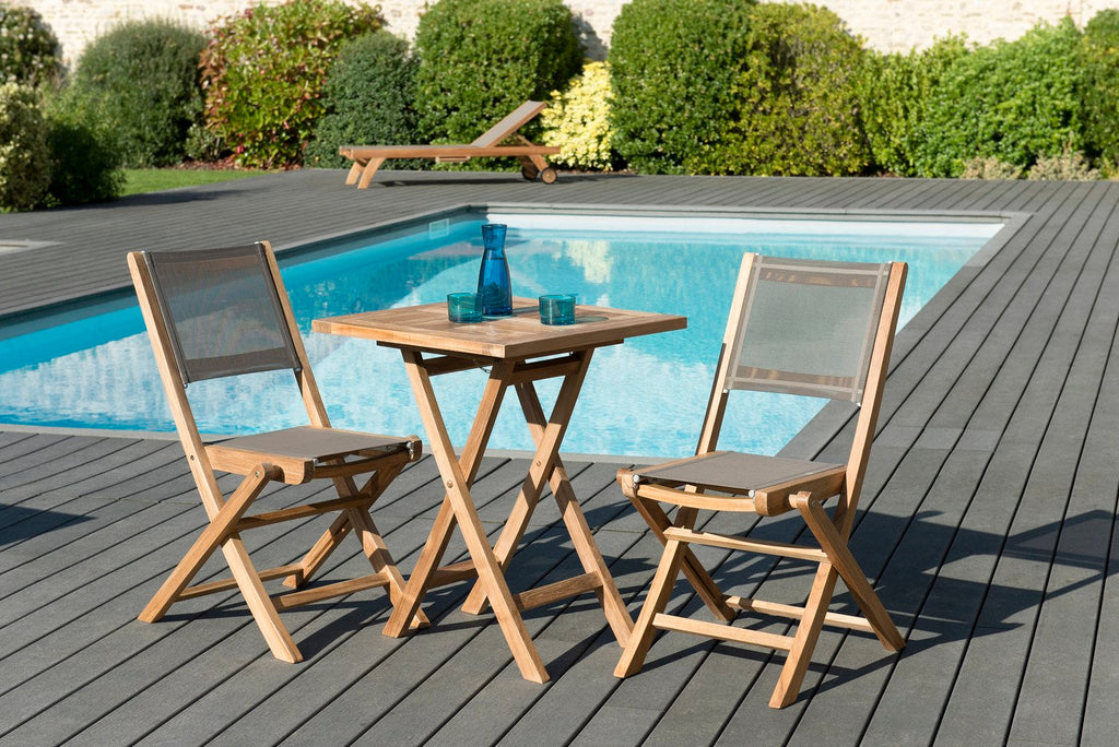 Fun - Salon De Jardin 2 Pers - Taupe/Marron