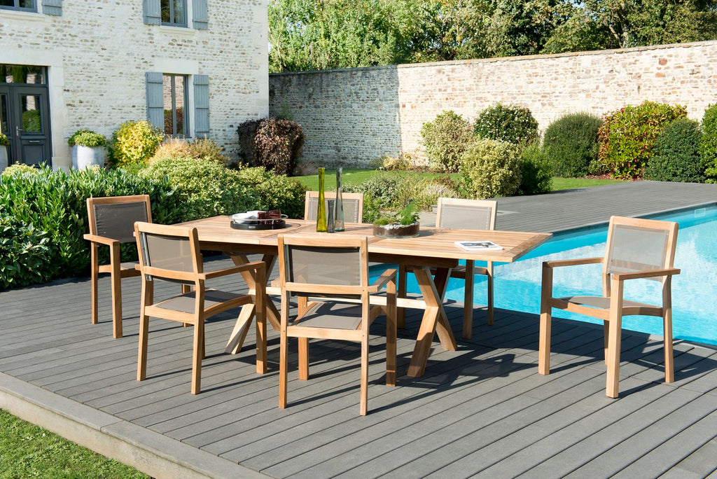Fun - Salon De Jardin 8/10 Pers - Taupe/Marron