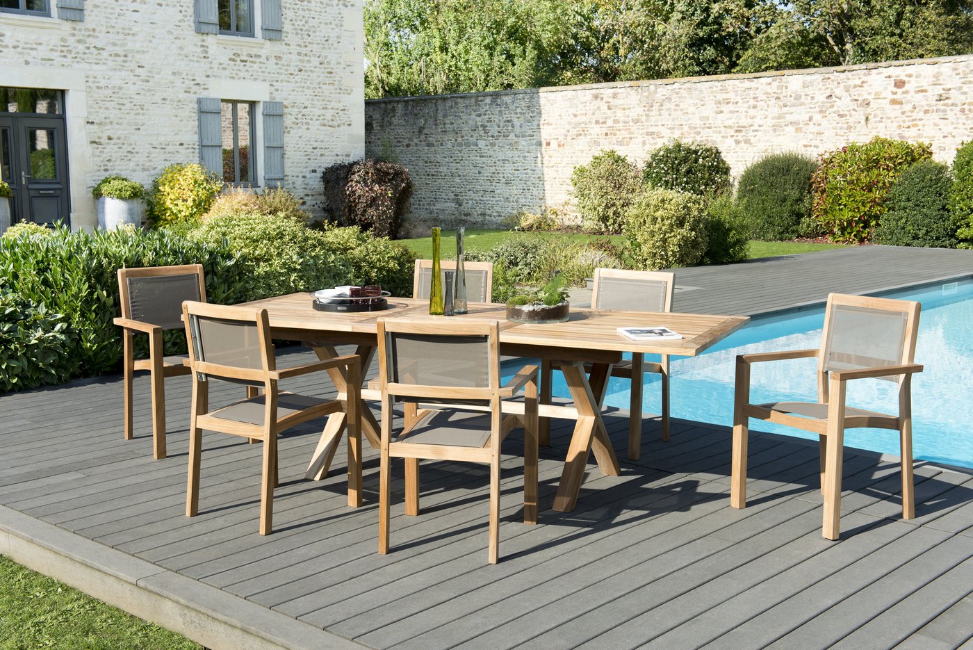Fun - Salon De Jardin 8/10 Pers - Taupe/Marron
