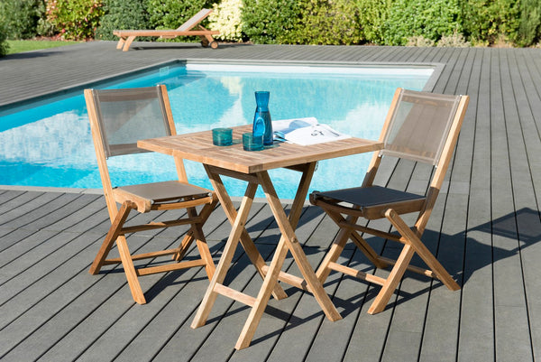 Fun - Salon De Jardin 2 Pers - Taupe/Marron