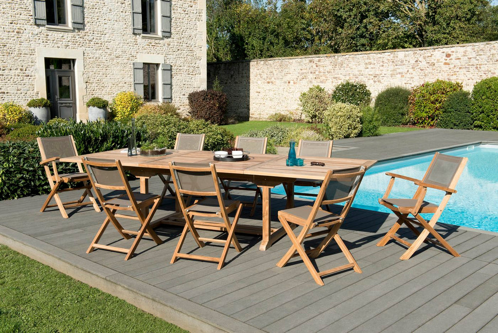Fun - Salon De Jardin 10/12 Pers - Taupe/Marron