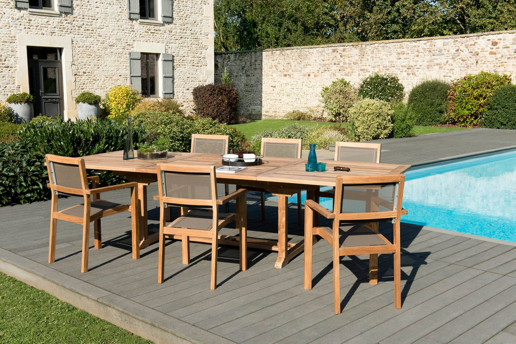 Fun - Salon De Jardin 10/12 Pers - Taupe/Marron
