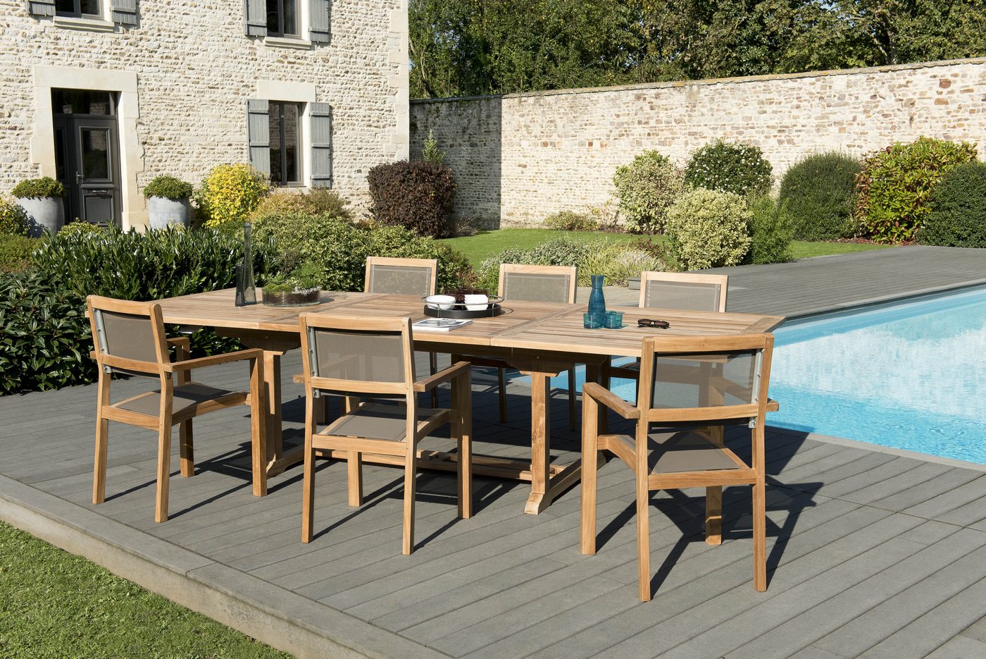 Fun - Salon De Jardin 10/12 Pers - Taupe/Marron