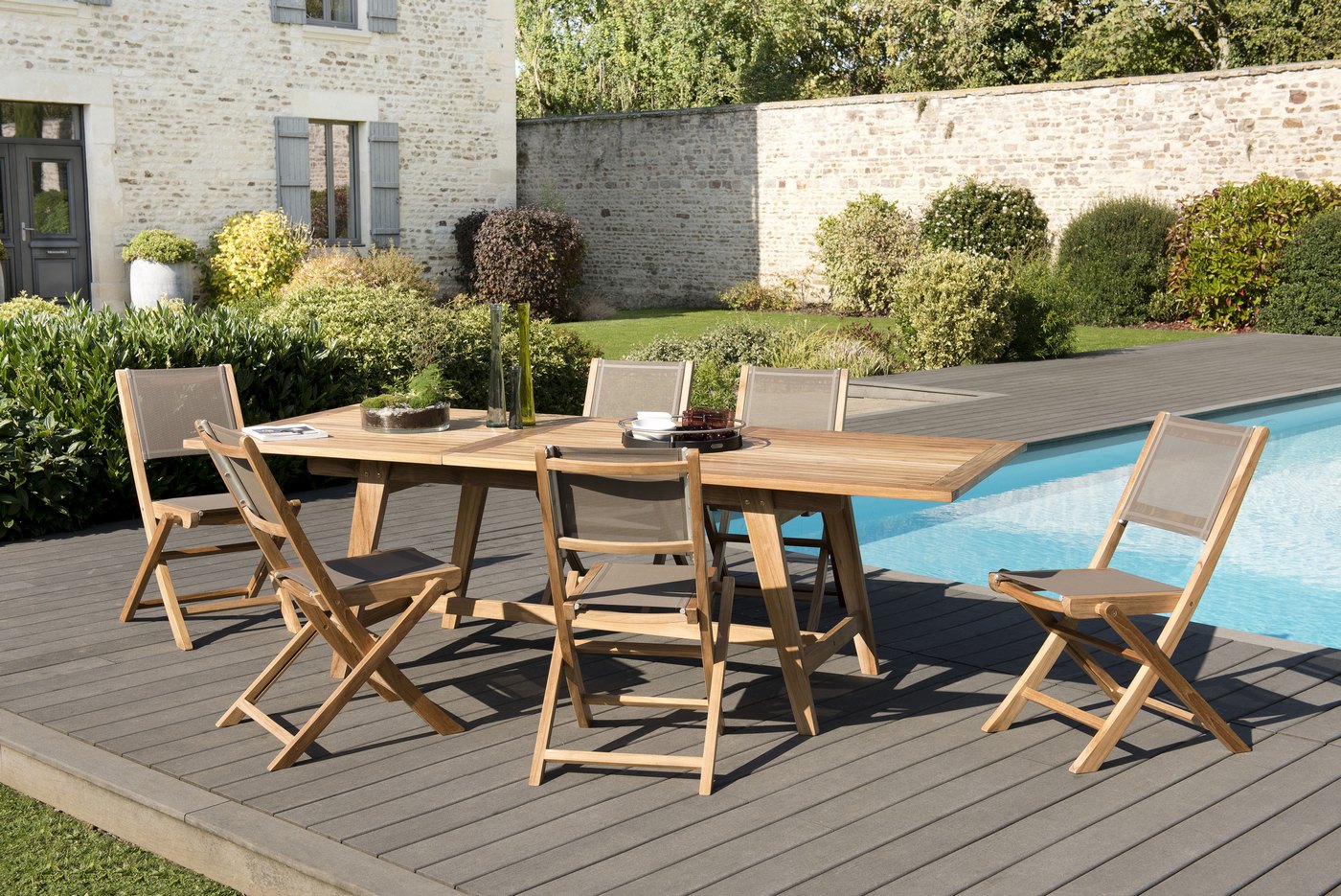 Fun - Salon De Jardin 8/10 Pers - Taupe/Marron