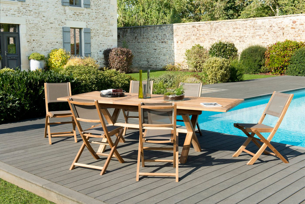 Fun - Salon De Jardin 8/10 Pers - Taupe/Marron