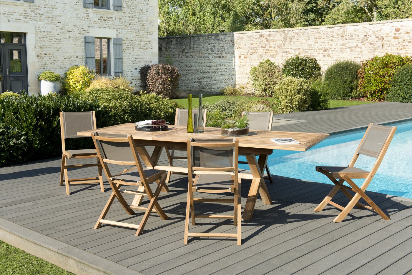 Fun - Salon De Jardin 8/10 Pers - Taupe/Marron