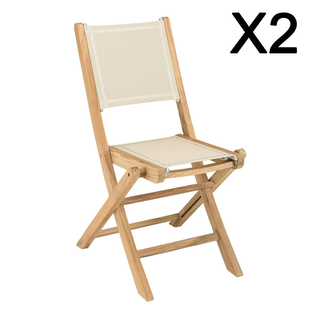 Fun - Lot De 2 Chaises Jardin - Marron/Beige