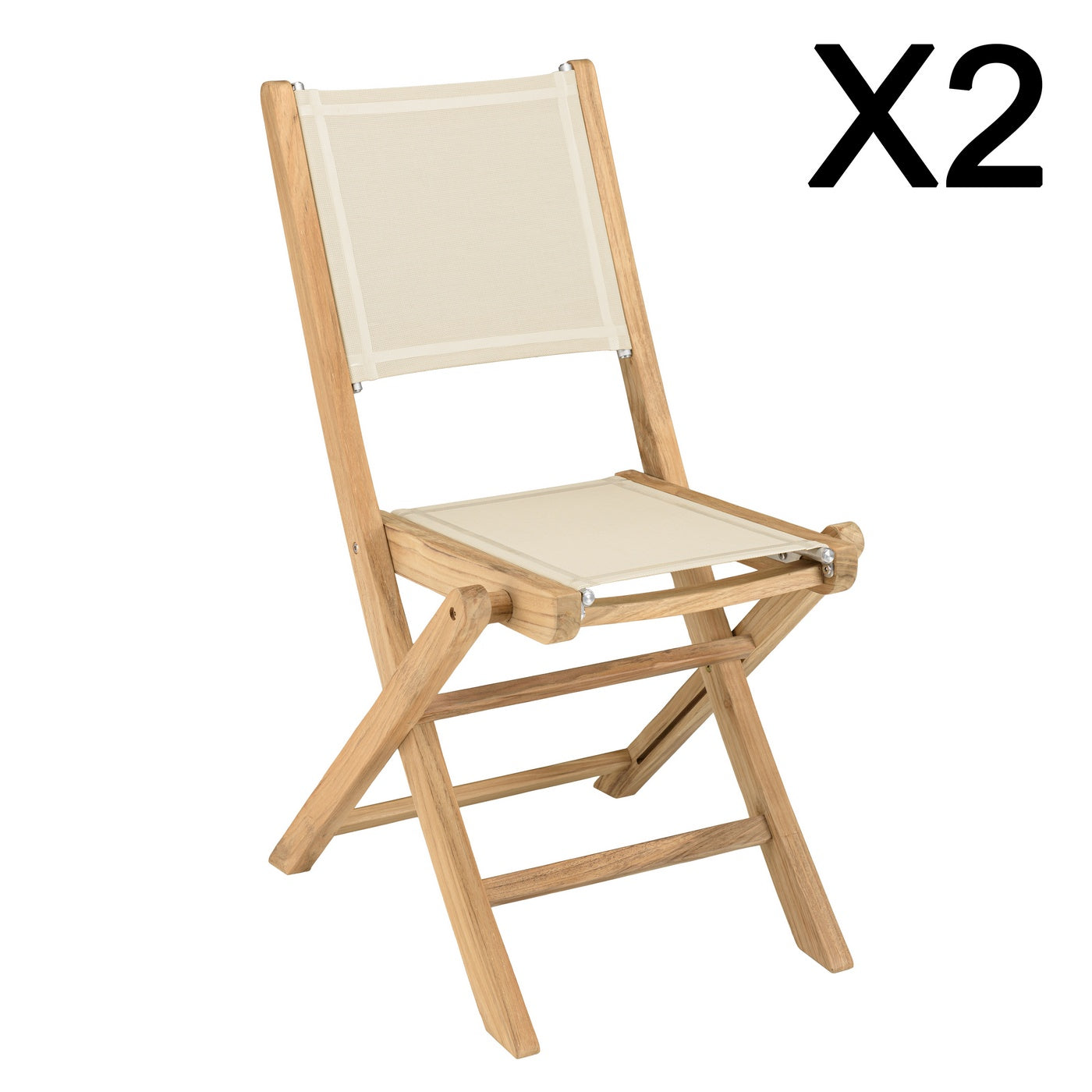 Fun - Lot De 2 Chaises Jardin - Marron/Beige