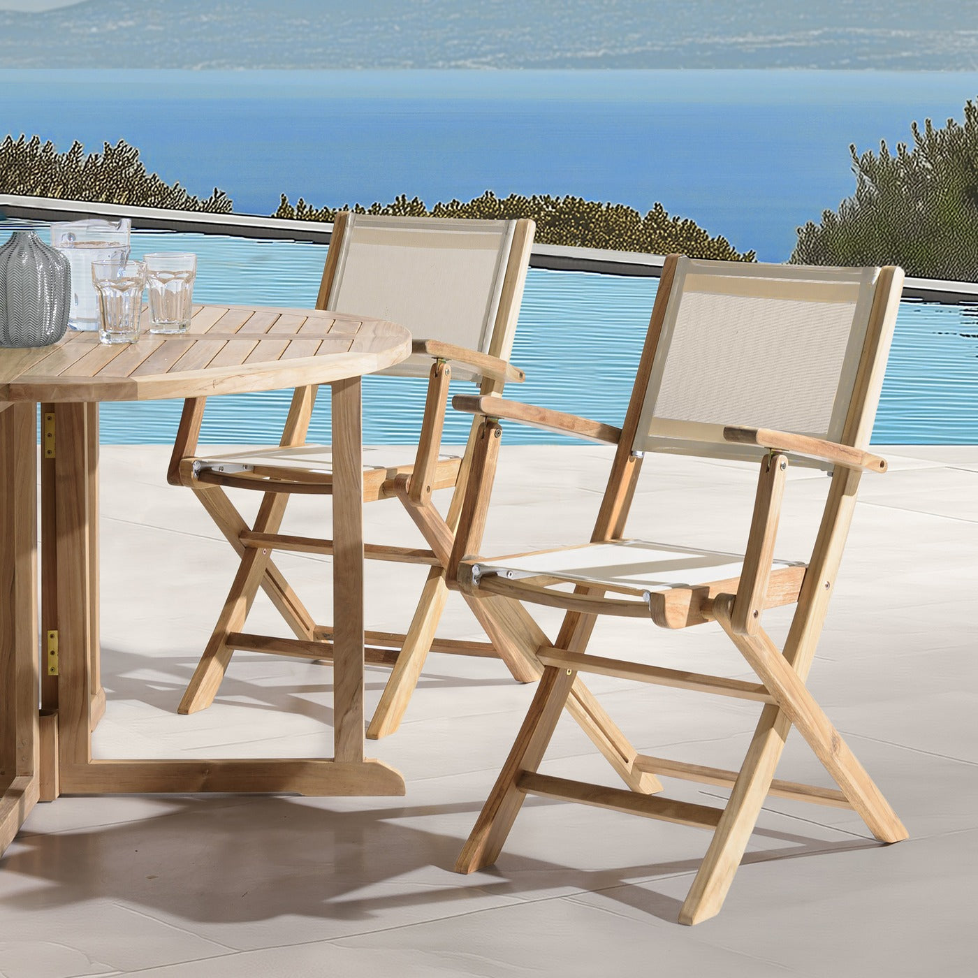 Fun - Lot De 2 Fauteuils Jardin - Marron/Beige