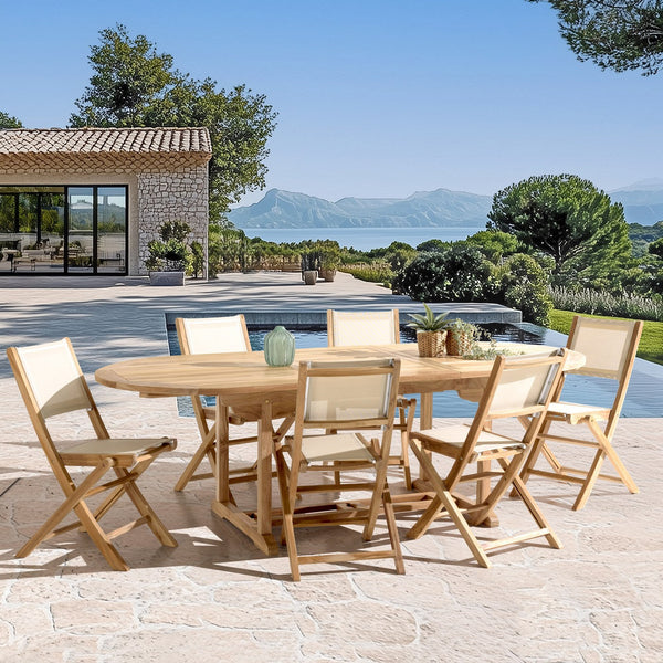Fun - Salon De Jardin 8/10 Pers - Beige/Marron