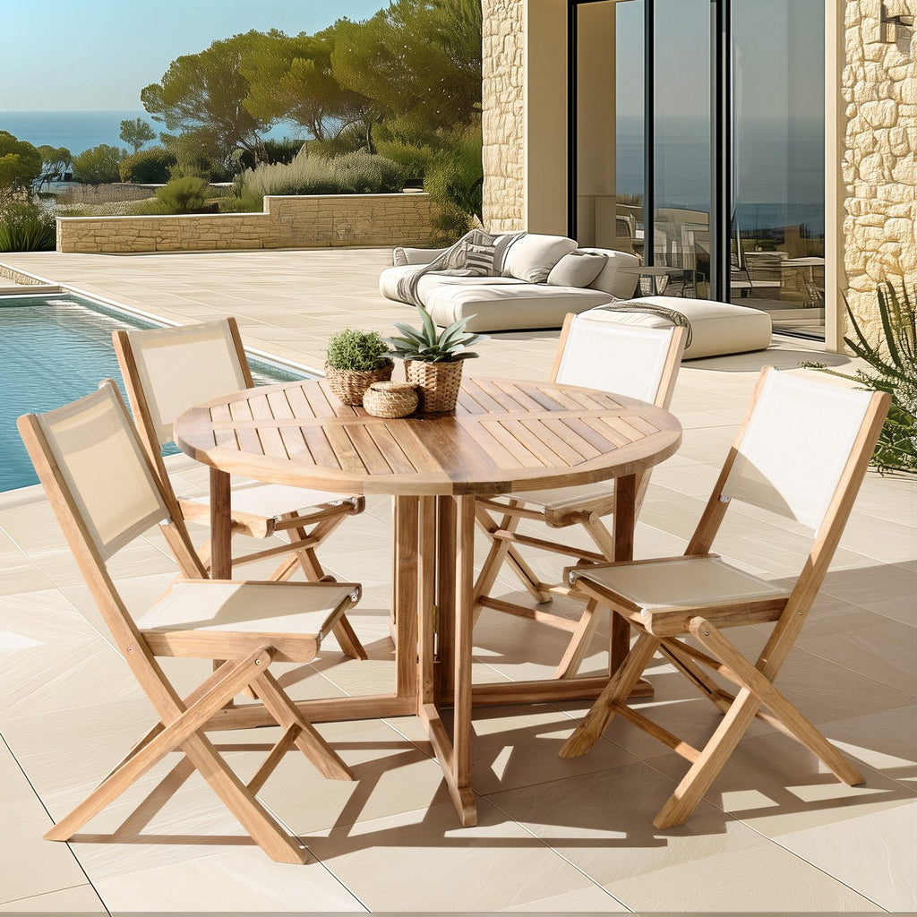 Fun - Salon De Jardin 4/6 Pers - Beige/Marron