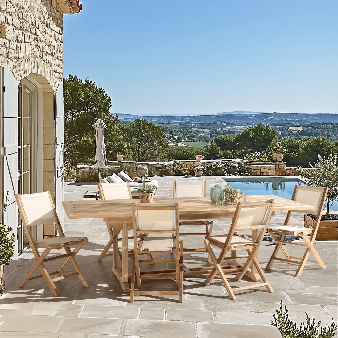 Fun - Salon De Jardin 8/10 Pers - Beige/Marron