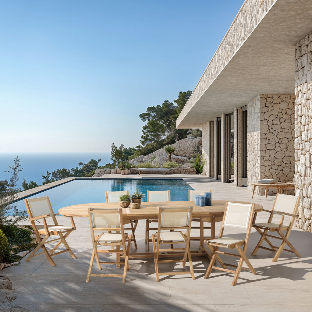 Fun - Salon De Jardin 10/12 Pers - Beige/Marron